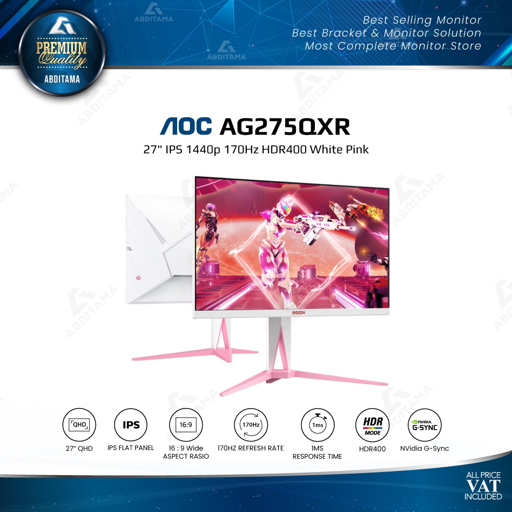 Monitor LED AOC AGON AG275QXR 27&quot; IPS 1440p 170Hz HDR400 White Pink