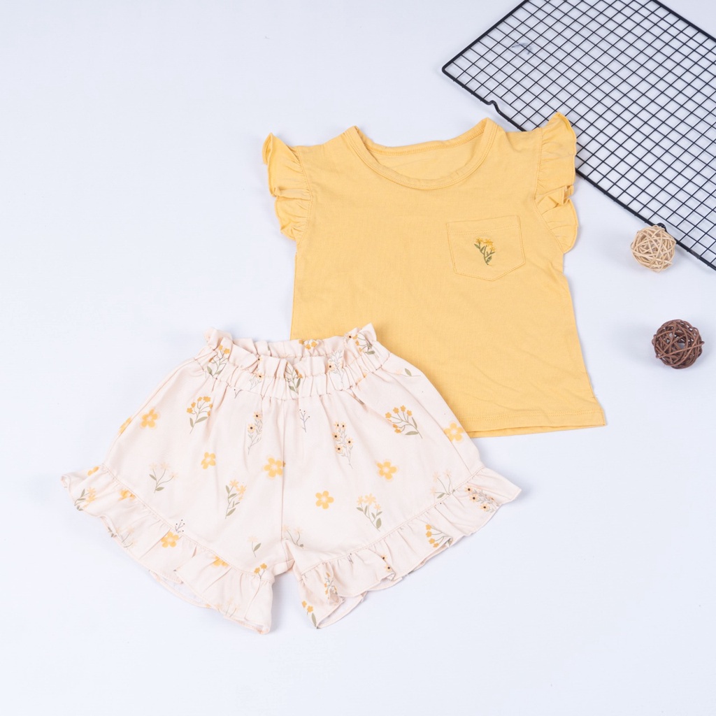 ZASKIYA - Setelan Anak Perempuan Ruffle Pocket Tee usia 1-4 tahun