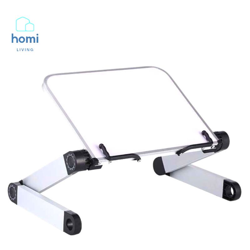 HOMI - Stand Holder Meja Tempat Baca Buku Laptop Notebook Kitab Alquran Al-Qur'an Quran Lipat Alumin