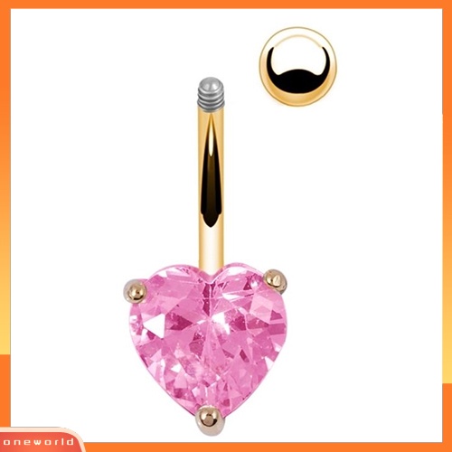 [oneworld] Wanita Pusar Cincin Perut Berlian Imitasi Tombol Bar Jantung Bintang Tubuh Tindik Perhiasan