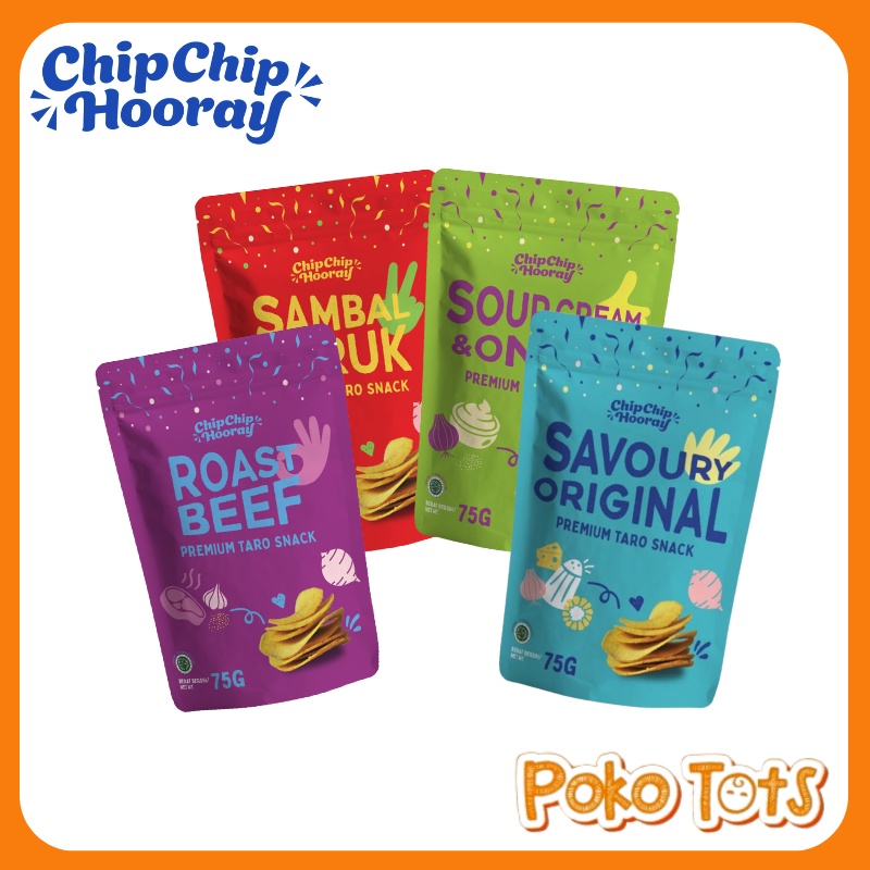 Chip-Chip Hooray Premium Taro Snack 75gr Keripik Talas Snack Sehat Non MSG Chip Chip Hooray WHS