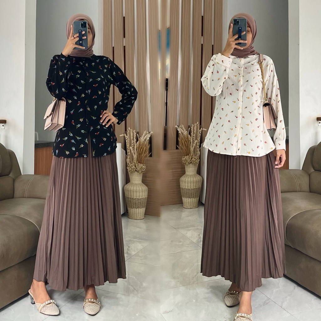 JOANA blouse by ZALFA OUTFIT / kemeja crincle / kemeja bunga