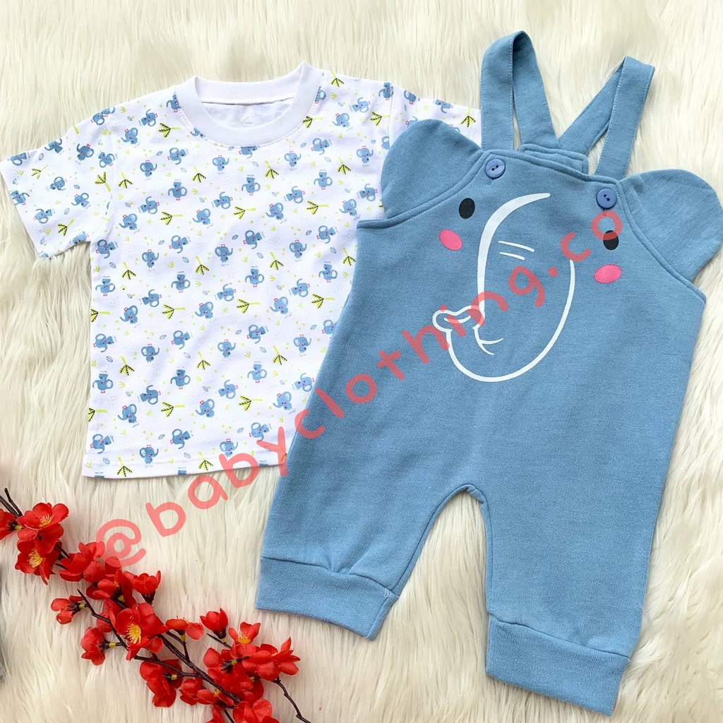 Baju setelan kaos overall kodok motif kartun lucu bestseller fashion anak bayi cowok laki murah -ani