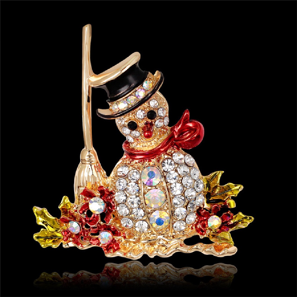 Hbid Panas Gaya Baru Indah Ctystal Berlian Imitasi Natal Snowman Bros Pin Xmas GiftsHot FashionStyle Indah Ctystal Glory