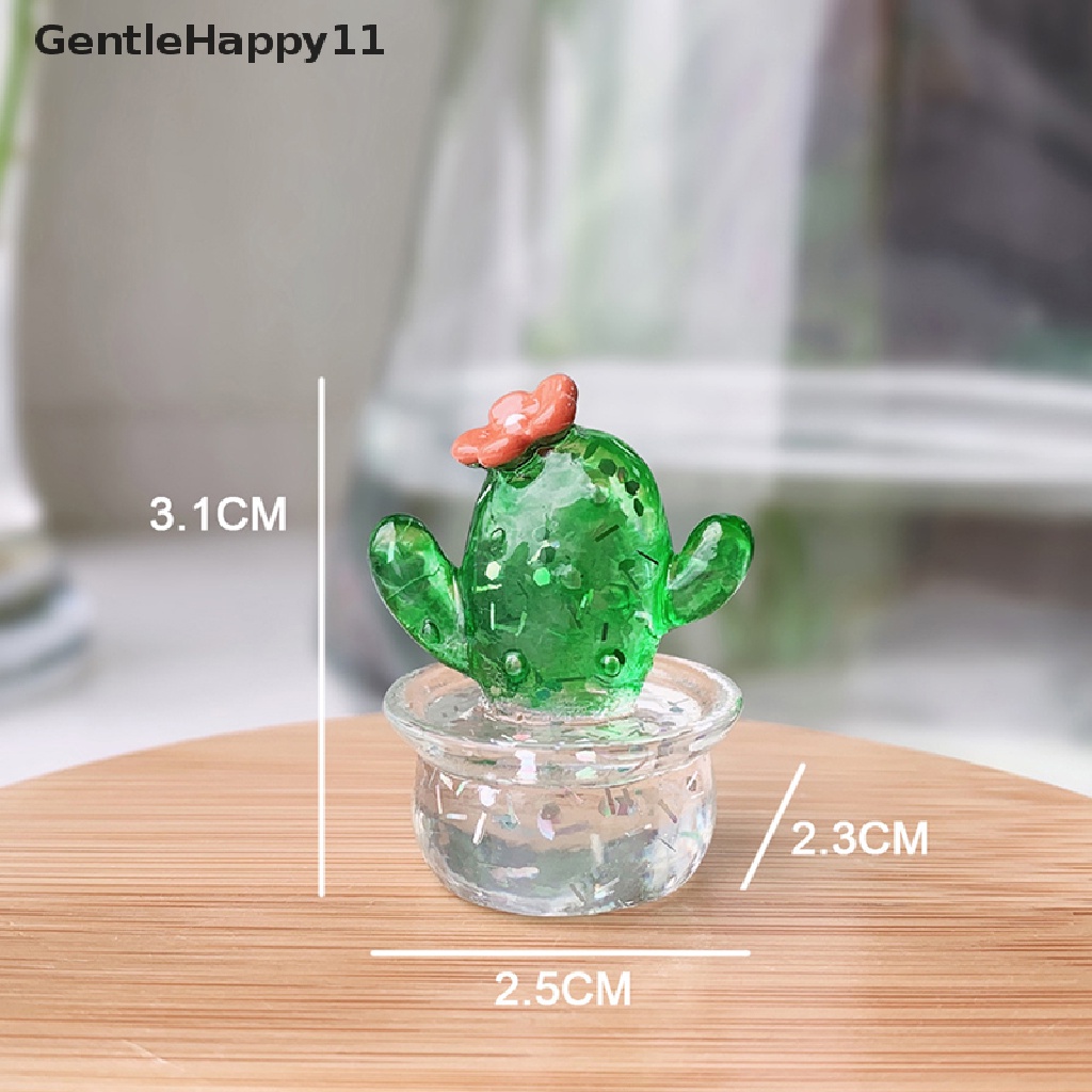 Gentlehappy 4pcs Ornamen Patung Kaktus Kaca Buatan Tangan Ornamen Kendaraan Miniatur Mini id