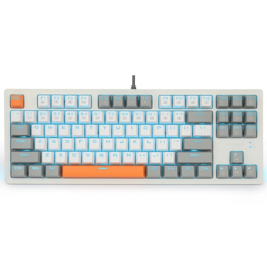 Keyboard Gaming E-Yooso K-620 Hotswap Mechanical 87% White Grey