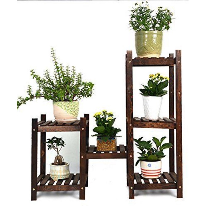 Rak bunga satu set tiga baris bahan dari kayu jati sudah finishing