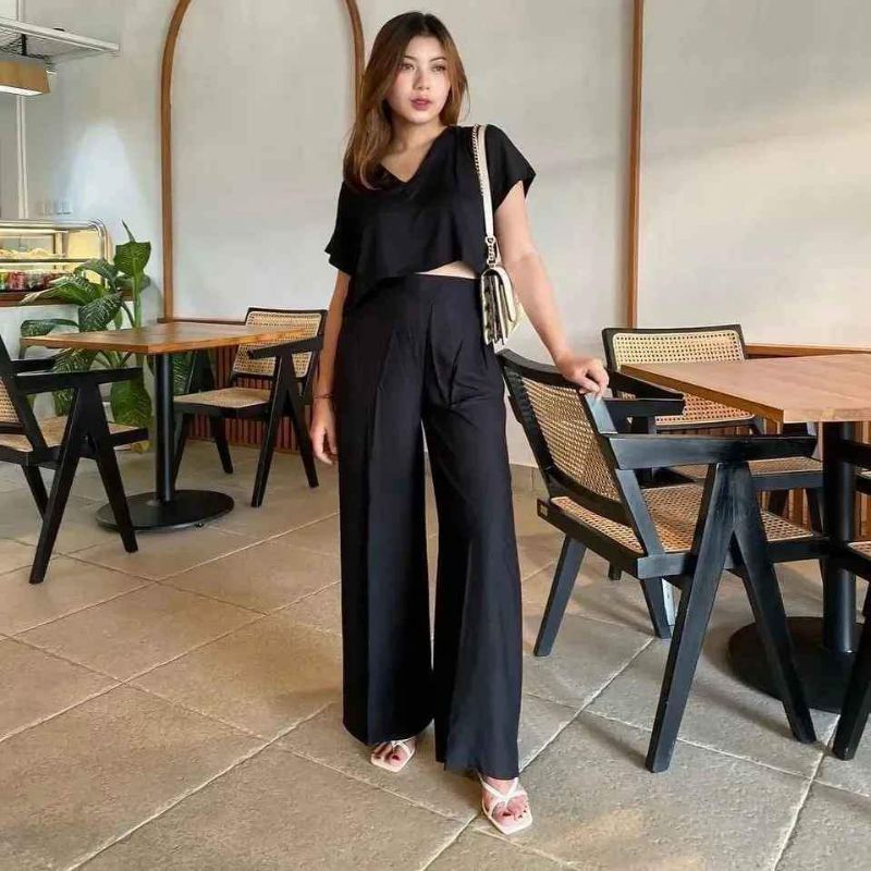 one set crop crinkle / one set crinkle /setelan crinkle oversize / one set wanita kekinian /Ashri bu