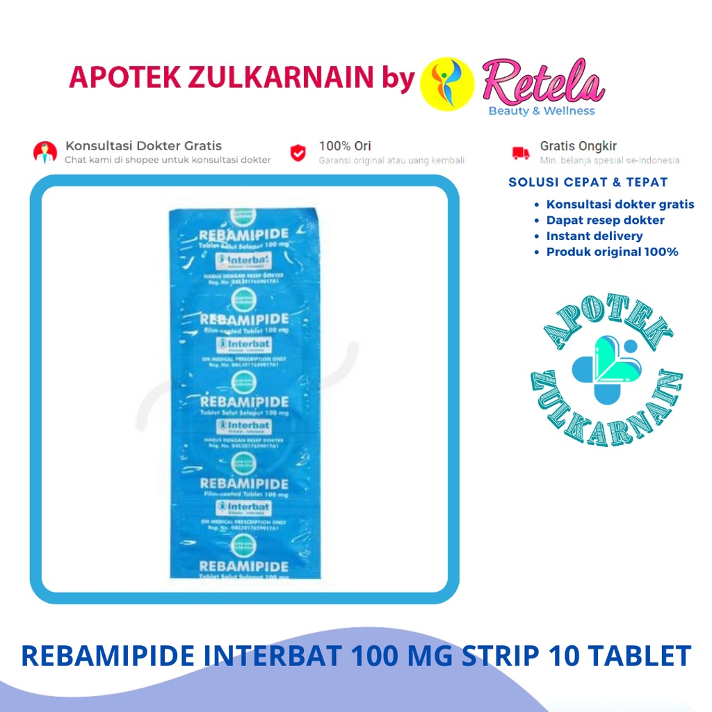 Jual REBAMIPIDE INTERBAT 100 MG STRIP 10 TABLET | Shopee Indonesia
