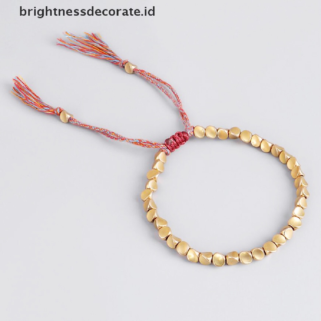 [Birth] Tibet Dikepang Knitg Tembaga Manik-Manik Tali Keberuntungan Gelang Bangle Unisex Perhiasan [ID]