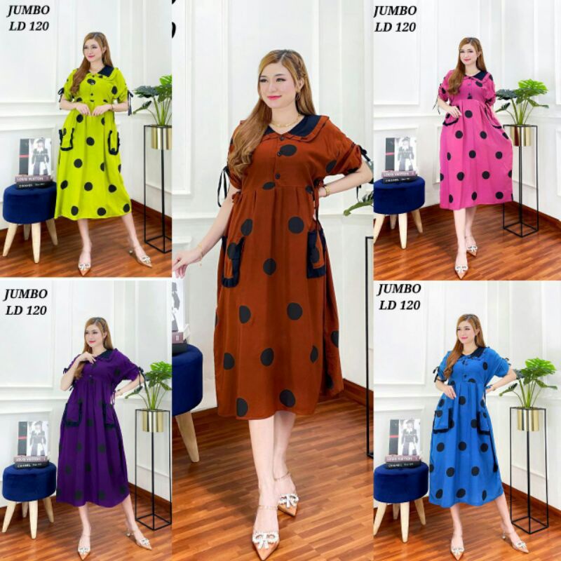 TP // DRESS / DASTER POLKA AMANDA JUMBO LENGAN PENDEK