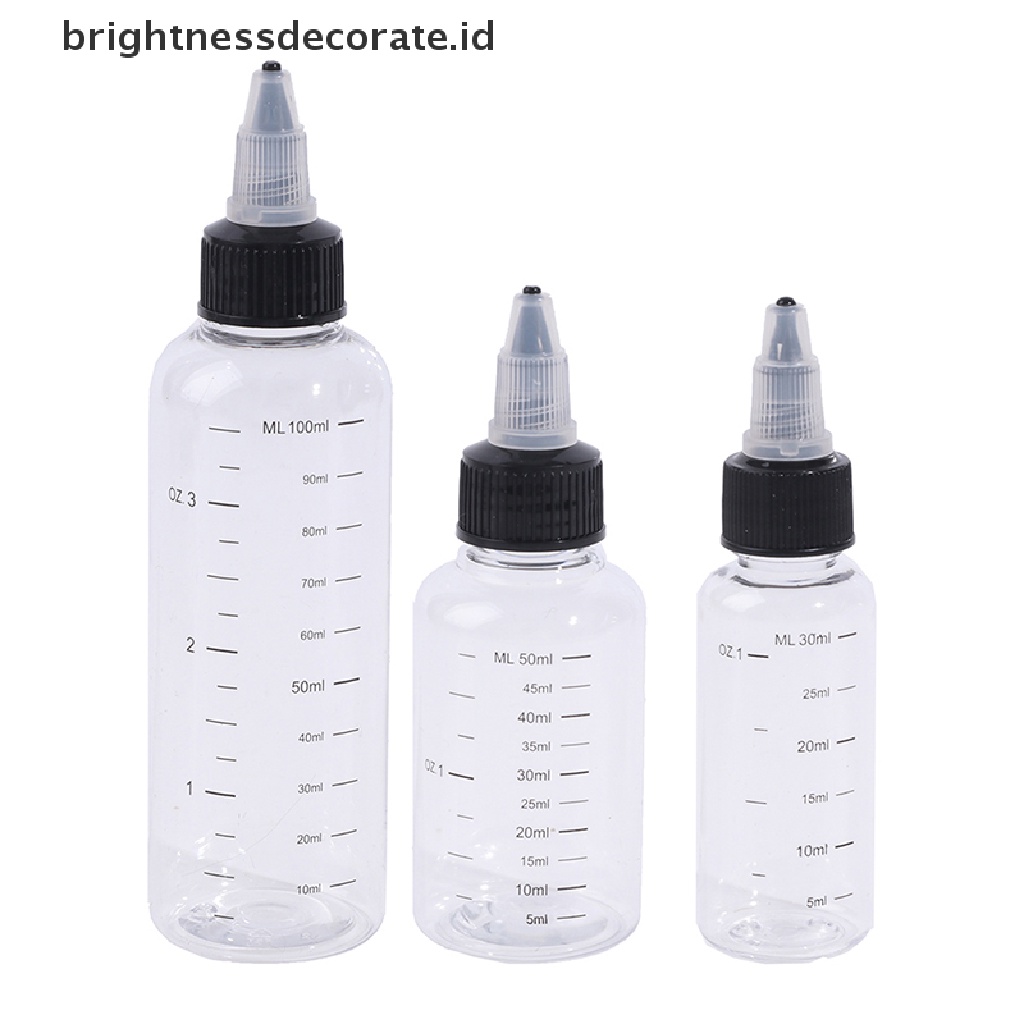 [Birth] 30ml-250ml Botol Pipet Kapasitas Cairan PET Plastik Wadah Tinta Pigmen [ID]