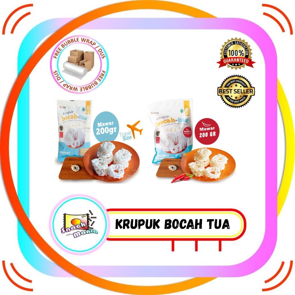 

Krupuk Bawang Bocah Tua Mawar Hot Spicy Pedas - Original 200 gr