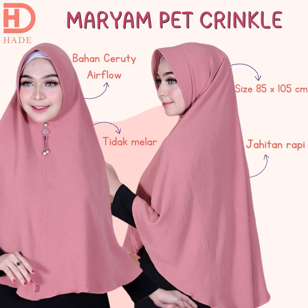 Hijab Maryam Bergo Jumbo Crinkle Pet ( XL ) / Bergo Maryam Jumbo Instan