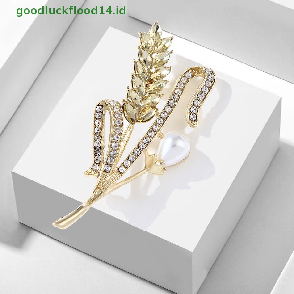 [GOOGFOUR] Golden Ear Of Wheat Bros Wanita Halus Berlian Imitasi Gandum Telinga Bros Kerah Pin Jas Bros Perhiasan [TOP]