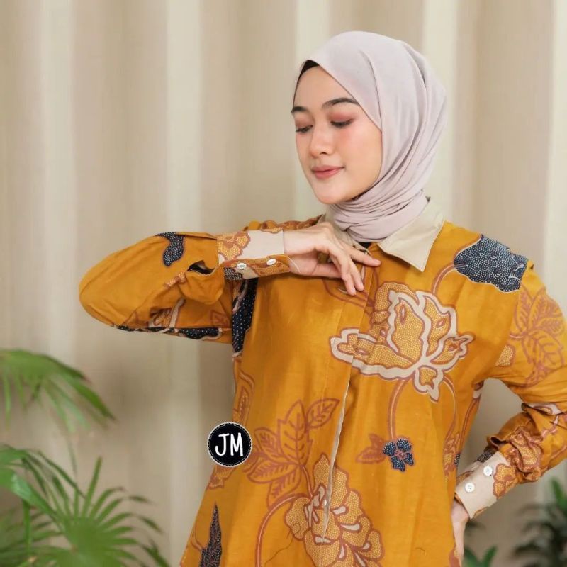 Baju Batik Tunik Baju Batik Tunik Atasan Modern Premium Kancing Depan Busui M L XL XXL Ready
