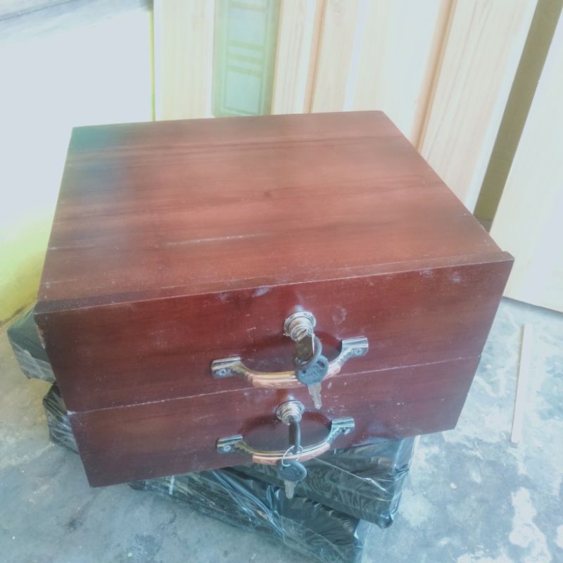 laci uang susun kayu jati pakai rel
