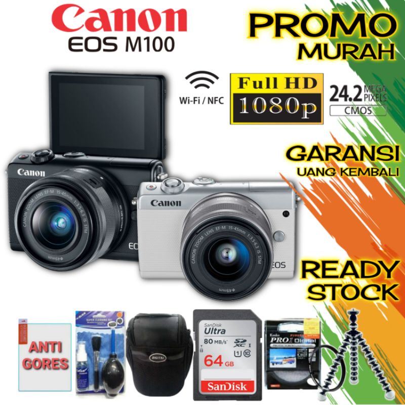 Jual ( NEW ) CANON EOS M100 WITH LENS 15-45MM IS STM BARU DAN ORIGINAL ...