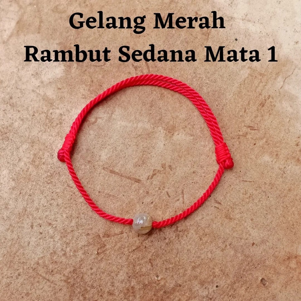 Gelang Keberuntungan &amp; Rejeki Rambut Sedana Mata 1 Tali Merah / Gelang Rejeki / Gelang Tali Merah / Gelang Khas Bali / Oleh OLeh Bali mUrah / Gelang Custom / Gelang Batur Rambut Sedana / Craftdewata
