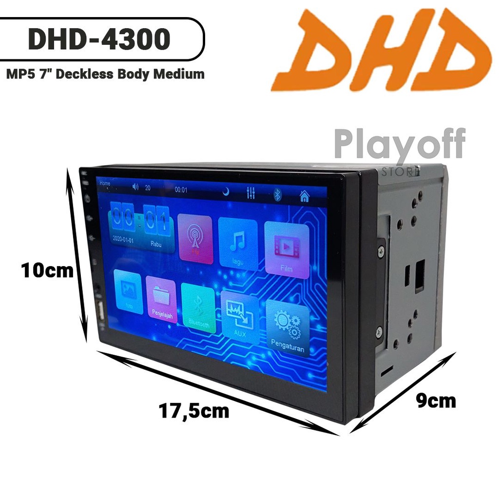Head Unit Double Din Body Panjang MP5 7 inch MirrorLink DHD-4300 Bluetooth Full Glass Touchscreen Body Medium