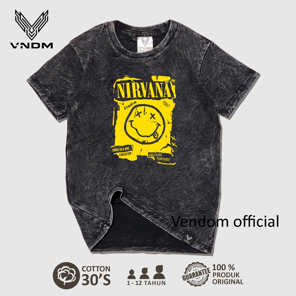 Vendom Kids Baju Kaos Anak Washet Laki Laki / Perempuan Unisex Umur 1-12 Tahun Bahan Cotton 30S Kaos Musik Anak