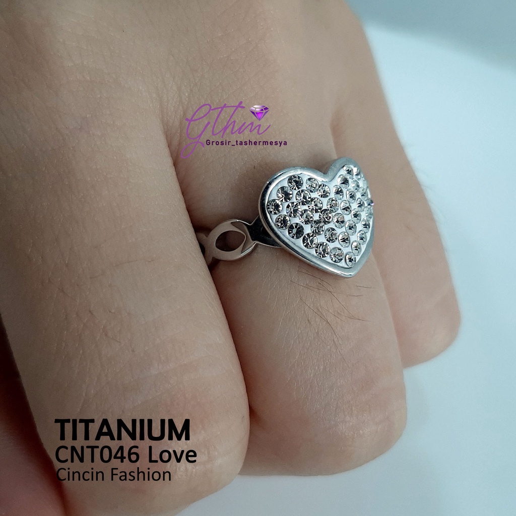 Cincin Titanium Love Mata Stainless Steel Anti Karat Mewah Elegan Perhiasan Fashion Import premium cnt046 gthm