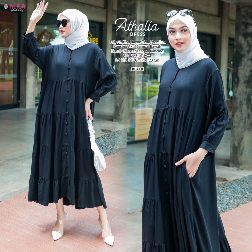 ATHALIA DRESS ALILA/ TRISILIA DRESS ALILA TERMURAH GAMIS POLOS UKURAN XL