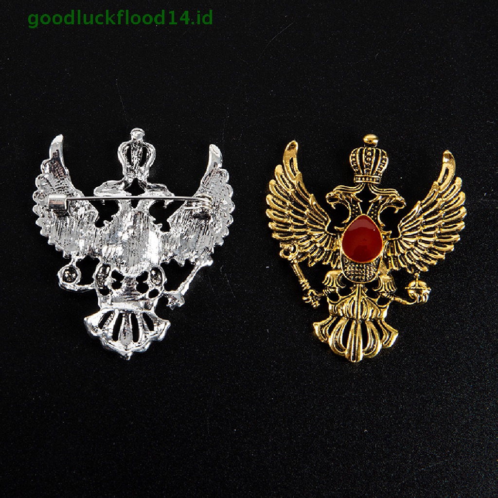 [GOOGFOUR] Retro Wing Metal Pin Vintage Eagle Badge Bros Mahkota Kerah Pin Pria Aksesori [TOP]