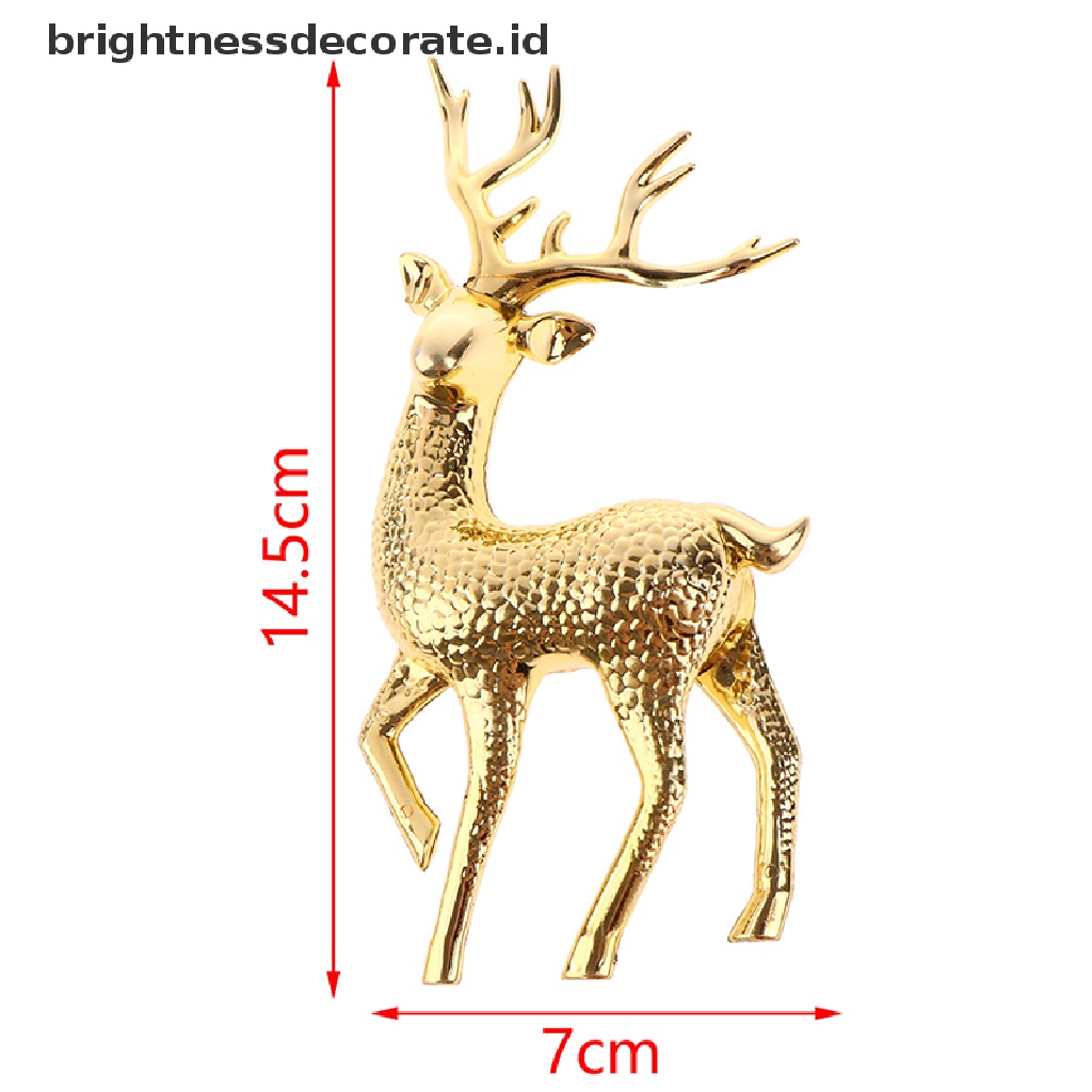 [Birth] 1pc Natal Elk Plastik Golden Cake Topper Dessert Dekorasi Hadiah Anak [ID]