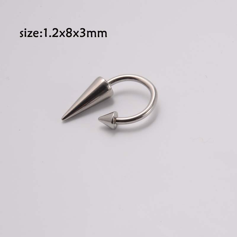 1biji Stainless Steel Meruncing Cincin Bibir Kepribadian Punk Keren Tapal Kuda Bibir Kuku Hidung Cincin Setan Ding Piercing 16Gauge Cincin Tulang Telinga