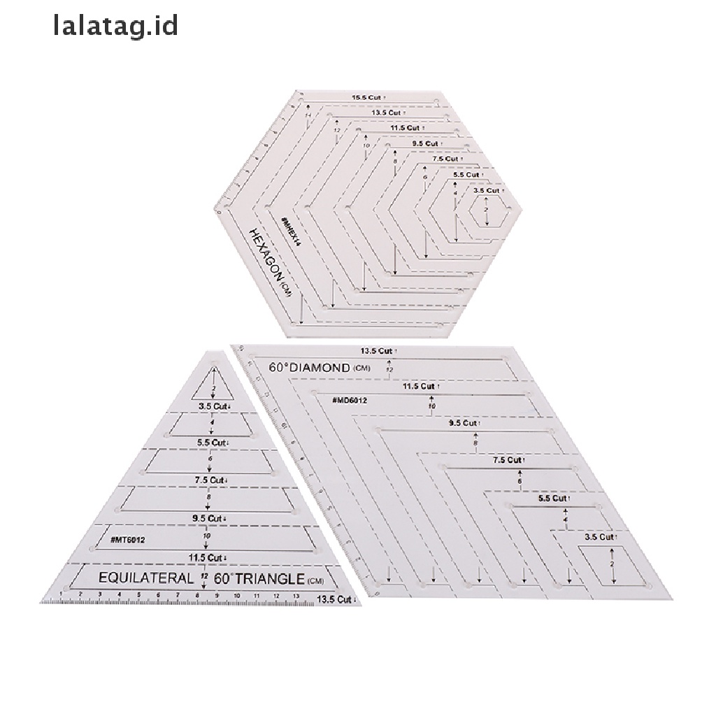 [lalatag] Quilg Patchwork Ruler Segitiga Belah Ketupat Hexagon Acrylic Template Alat Jahit [ID]