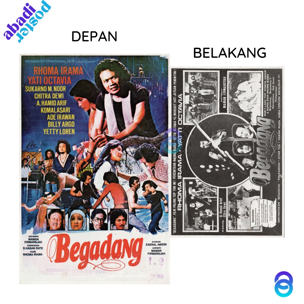 poster film lawas begadang - poster rhoma irama yati octavia chitra dewi - poster film indonesia - p