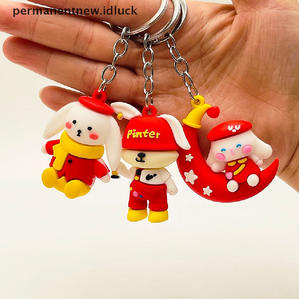 [luckypermanentnew] Kartun Lucu Tahun Baru Bunny Keychain Hewan Kelinci Gantungan Kunci Kreatif Lucky Bag Dekorasi Gantungan Kunci Tas Natal Liontin Mobil Keyring Hadiah [ID]