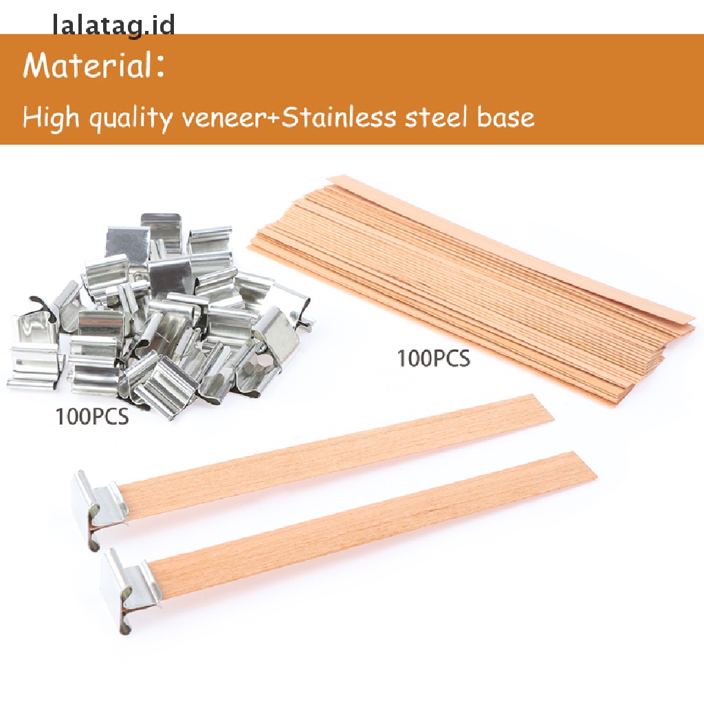 [lalatag] Sumbu Kayu 10Pcs Cores Wick Dengan Stand Besi, [ID]