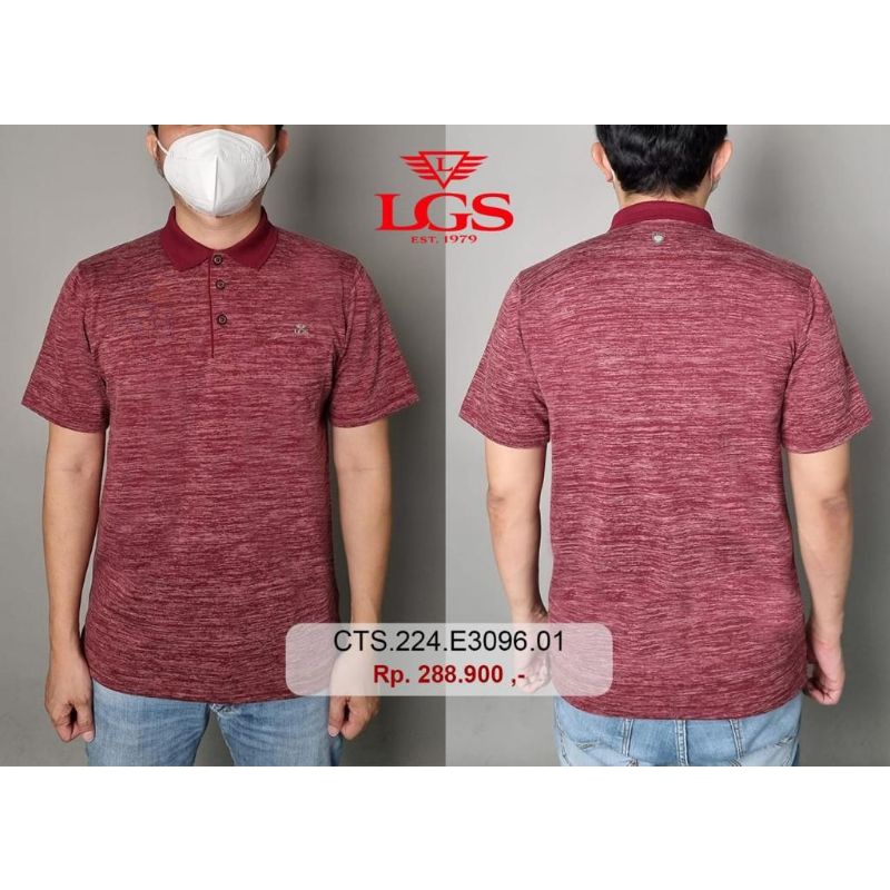 LGS-Kaus Polo Casual-Kaus Krah Pria-Merah Hati -Corak Liris-Reguler Fit