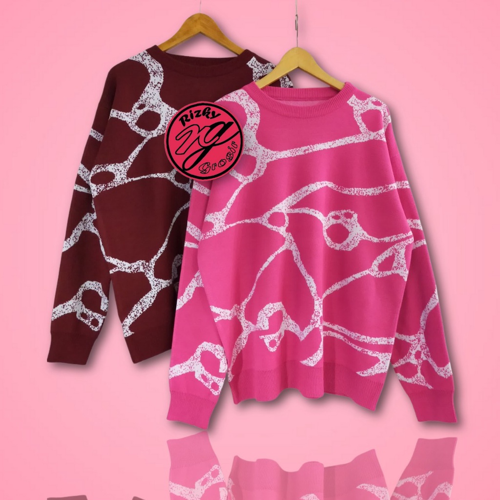 rizkyfashionrajut/Silvana sweater wanita motif abstarc
