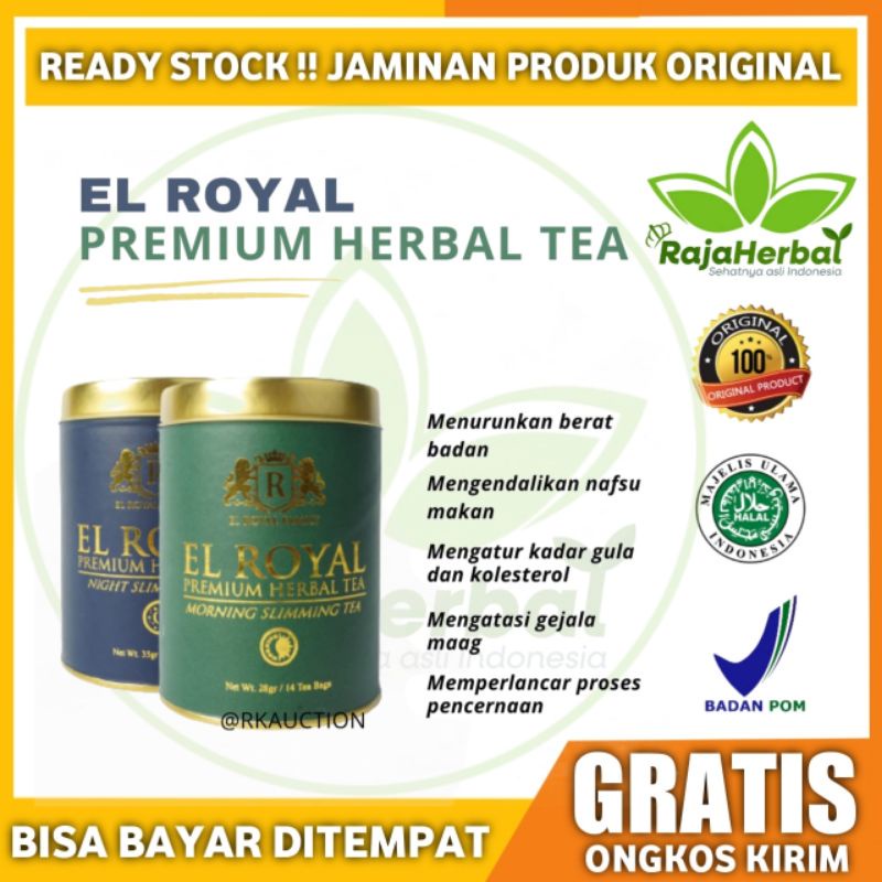 

100% ORIGINAL El Royal Premium Herbal Tea / Teh 1 Paket Pelangsing Siang Dan Malam Night Slimming Morning Slimming