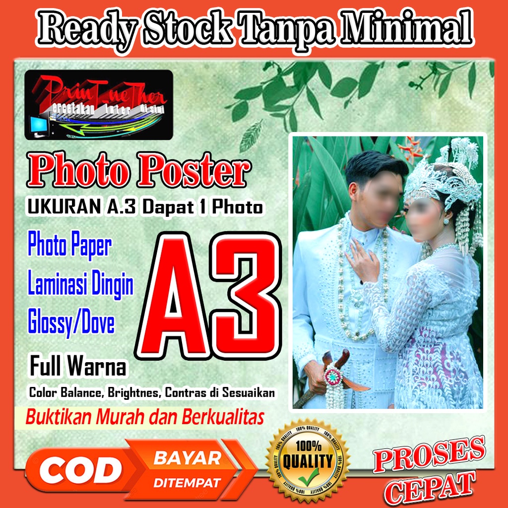 

Photo Paket Ukuran A3 Cetak + Laminating Dove/Glossy