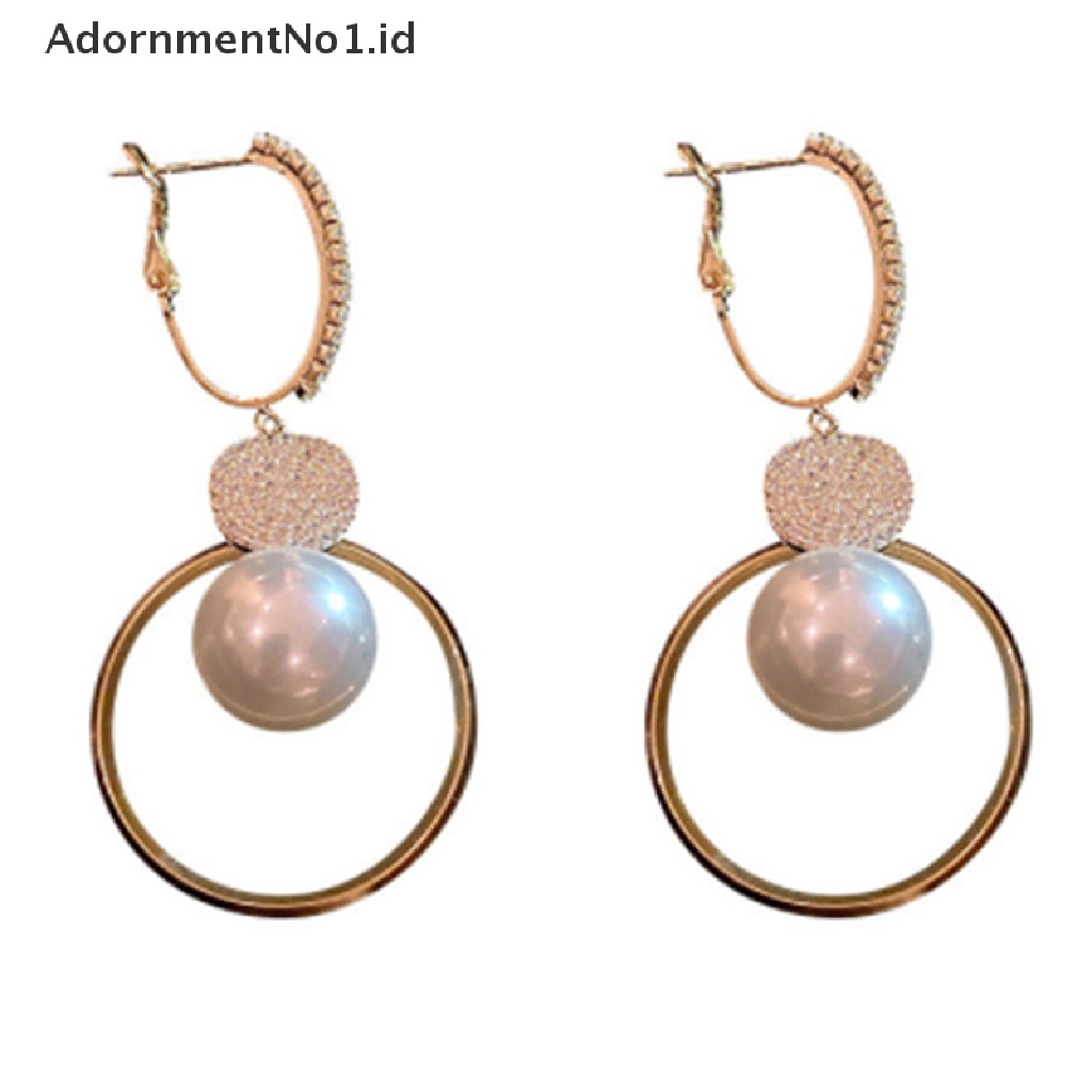 [AdornmentNo1] Anting Drop Mutiara Imitasi Korea Fashion Baru Untuk Wanita Oversized Earring [ID]