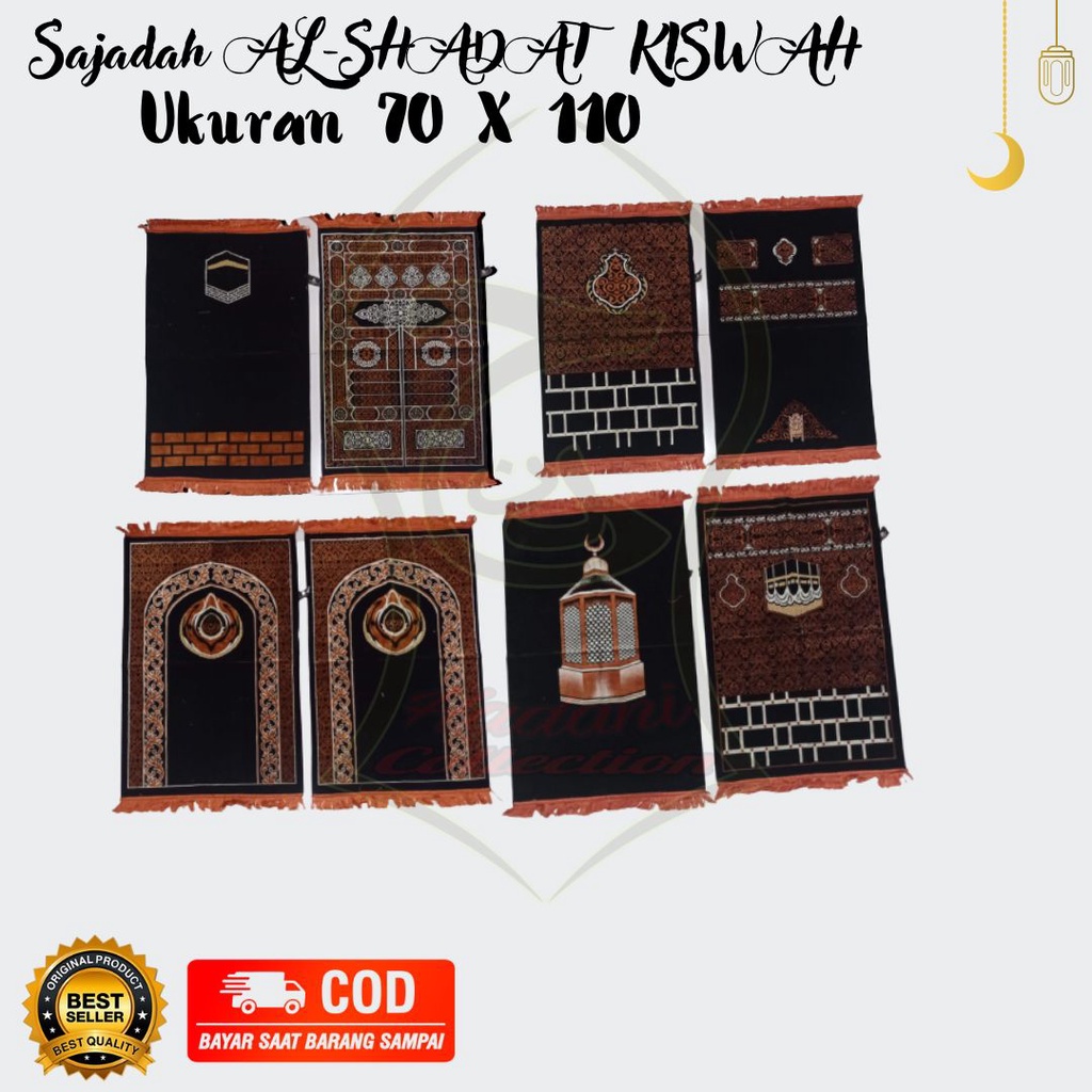 Sajadah Turki Kiswah Babul Ka'bah Black Series Khusus Hitam Sajadah Mini tebel Bludru Turkiye ukuran 70x110 cm Lembut Halus