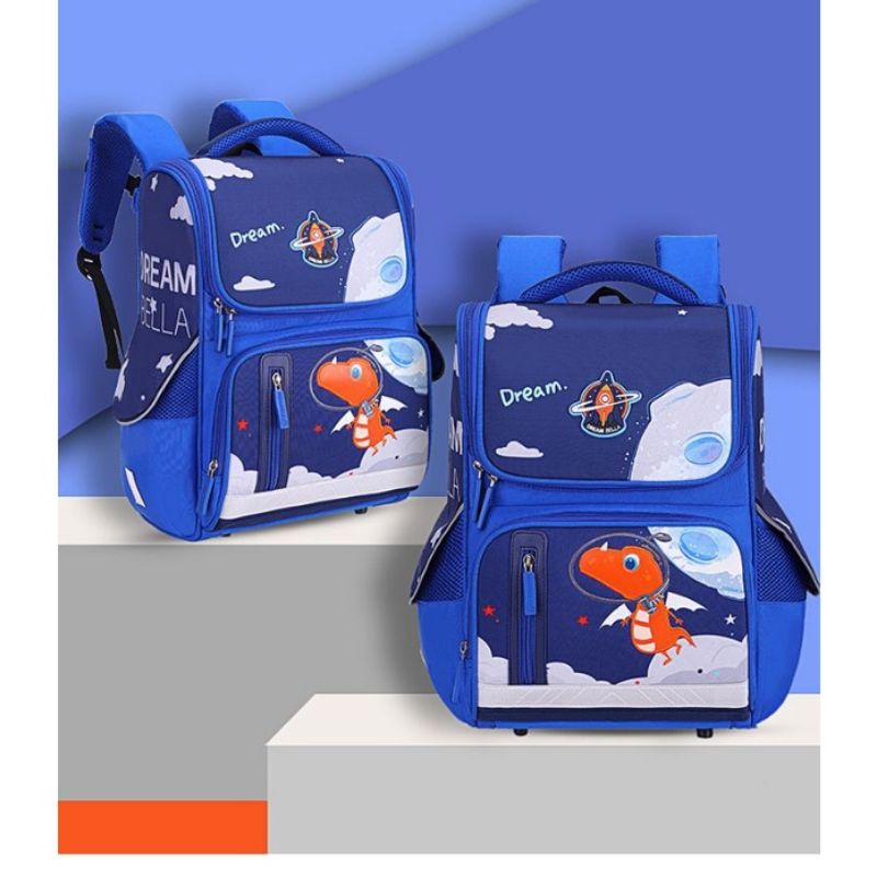 Tas Sekolah Anak-anak Dinosaurus Tahan Air Untuk Anak Laki-laki Perempuan Ortopedia Desain