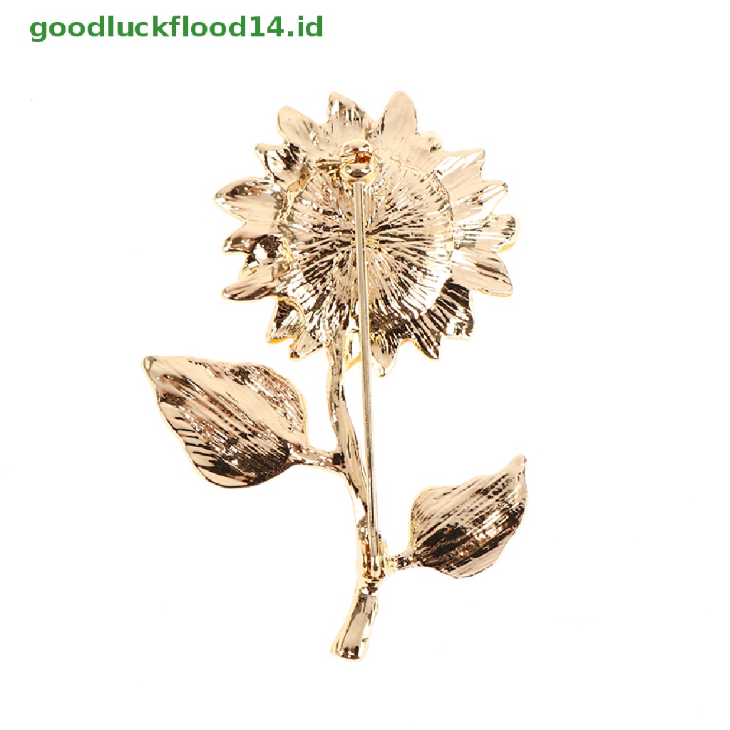 [GOOGFOUR] Enamel Bunga Matahari 2daun Bros Pin Untuk Wanita Fashion Perhiasan Brooch Gift [TOP]