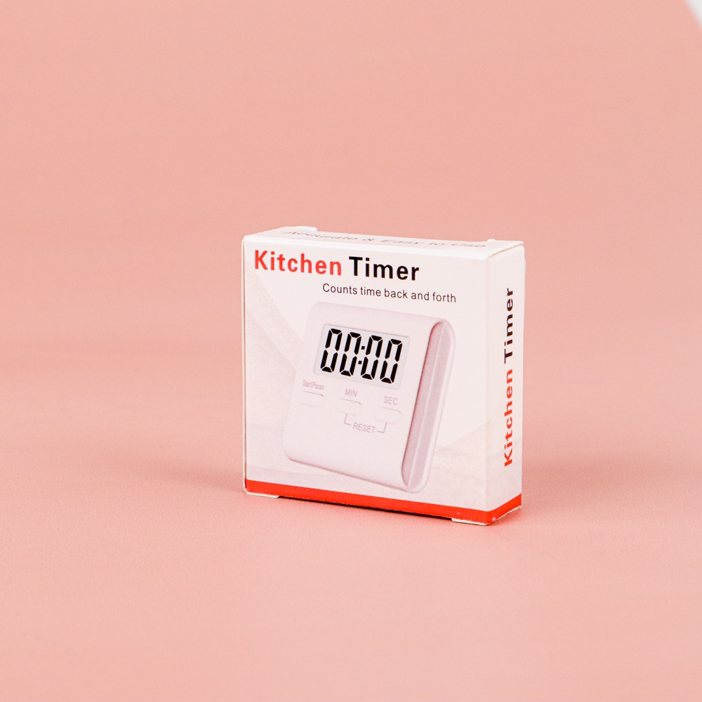 Timer Masak Dapur Countdown Digital Alarm Clock | Timer Masak | Kitchen Timer | Timer Dapur | Taffware - White