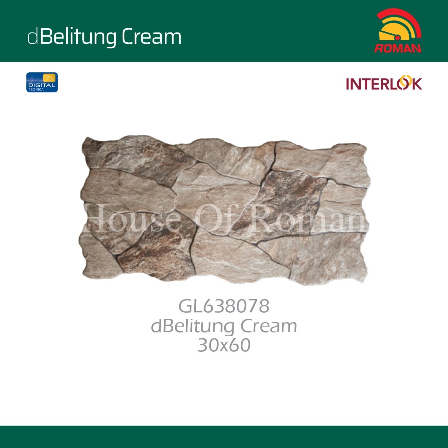 ROMAN KERAMIK INTERLOK DBELITUNG CREAM 30X60 GL638078