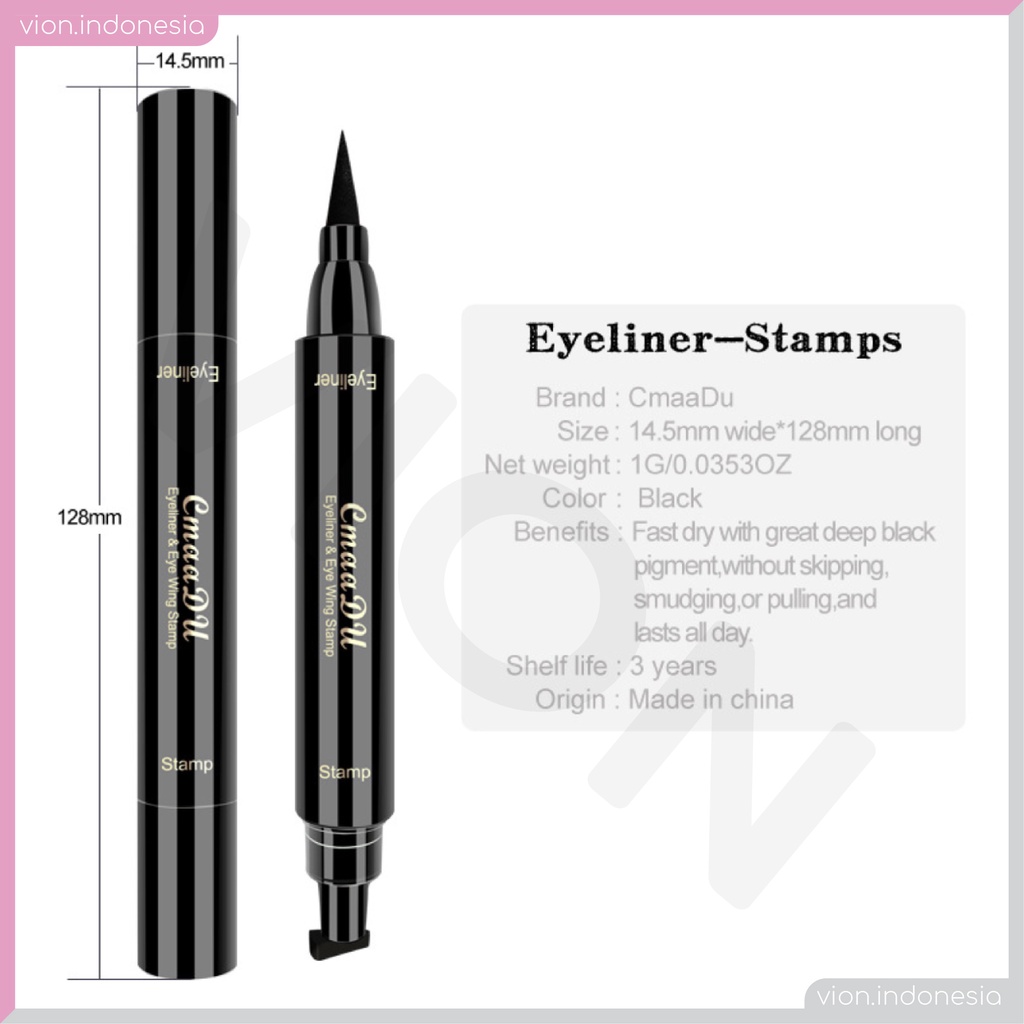 KACHI - CMAADU Eyeliner Stamp 2 in 1 Wing Spidol Liquid Waterproof 2 In 1 Pencil Pensil Celak MINIPINK FITCOLORS CM001