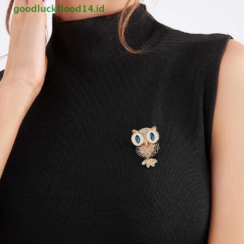 [GOOGFOUR] Fashion Burung Hantu Halus Bros Korea Alloy Berlian Imitasi Hewan Bros Pin Perhiasan [TOP]