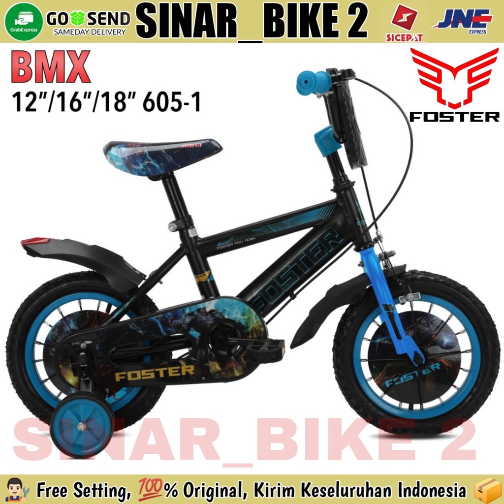 Sepeda BMX AnaK Laki Laki  FOSTER 605 1 Ukuran 12 16 18 Inch Usia 2-8 Tahun