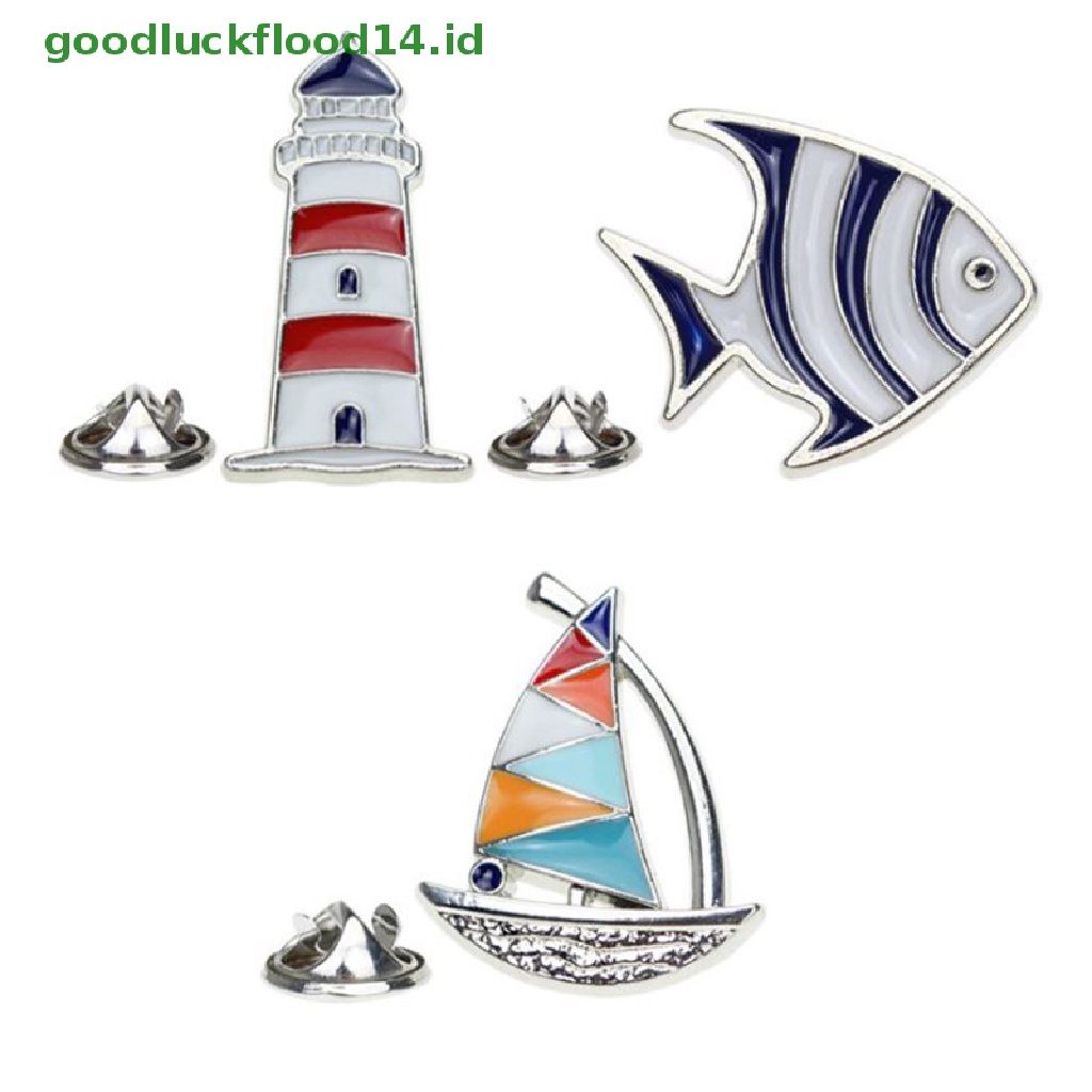 [GOOGFOUR] Mode Enamel Perahu Layar Ikan Menara Navy Bros Lencana Korsase Perhiasan Hadiah [TOP]