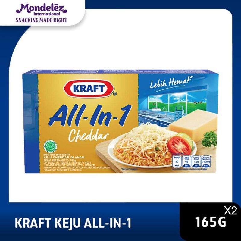

Kraft Keju All in 1 Box 165 Gram Untuk Kue dan Burger - Twinpack ( 2pcs)