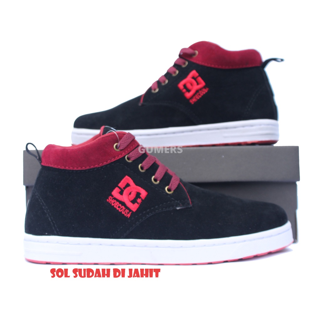 SEPATU DC SHOES BLCK  HIGH PRIA / SOL SUDAH DIJAHIT / SEPATU SEKOLAH / SEPATU KERJA / SEPATU SANTAI / SNEAKERS PRIA, SEPATU HITAM, SEPATU FULL BLACK